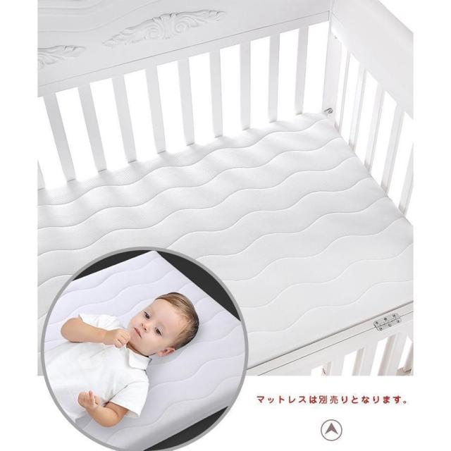 ベビー ベッド 木製 すのこ 高さ調節 ベビー用品 孫 出産祝い 添い寝 ゆりかご 子供用 新生児 赤ちゃん かや 蚊帳 キャスター付 ハイ タイプ_18
