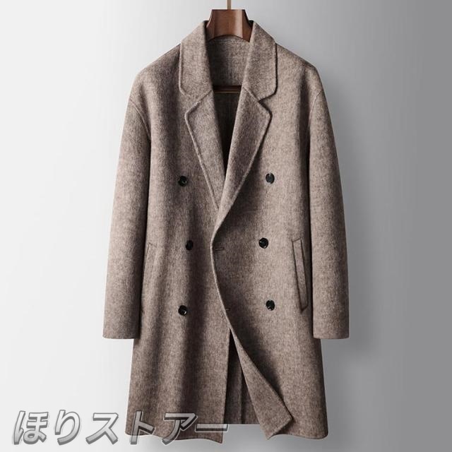 防風 ピーコート ロングコート ビジネス ウールコート ウール 両面ウール ウール メンズ 防寒 チェスターコート 暖かい ラシャコート 通勤 通学 父の日 大きいサイズ ブラック グレー_3