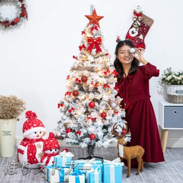 送料無料 クリスマス ツリー 組立式 150cm 北欧 クリスマスツリー 雪化粧 LEDライト付き クリスマスツリー イルミネーション付き オーナメント付き イルミネーションセット 電池式_2