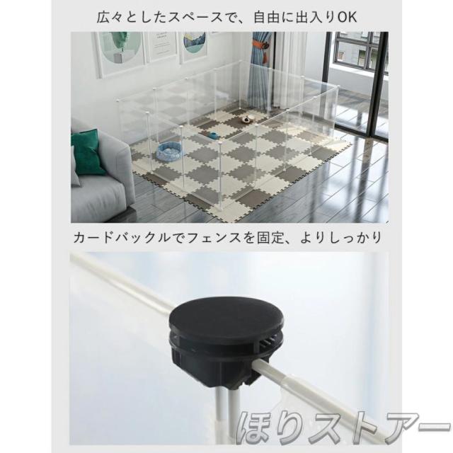 ペットフェンス ペットサークル ペット サークル 多機能 収納ボックス 扉付き 滑り止めシールが付き DIY 12枚セット 47/72高さ 透明 半透明 ジョイント式 柵 犬_16