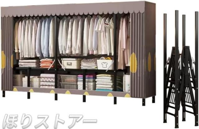 ワードローブ 組み立て不要 カバー付き 大容量 オックスフォード布 クローゼット ハンガーラック 簡単組み立て 衣類収納ラック 省スペース 防水 防塵 防汚 耐用_2