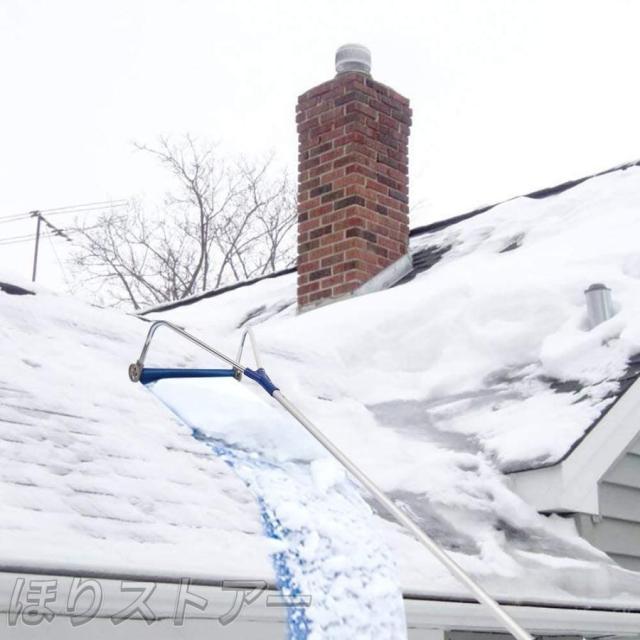 スノーダンプ 雪かき 雪下ろし 長さ調節可 屋根雪下ろし 積雪 屋根除雪 雪おろし棒 アルミ製 軽量 取り外し可 伸縮式 家庭用 雪下ろし用具 ホイール付き 除雪道_1