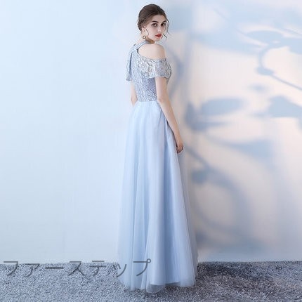 3色 ロング ドレス パーティードレス 個性的 袖あり オフショル ケープ風 結婚式 二次会 お呼ばれ フォーマル 演奏会 ピアノ 発表会 ドレ_2