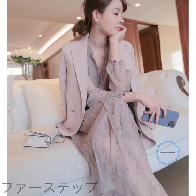 衣装 レディース 長袖 ロング衣装 膝丈 シフォン 春夏 好いたらしいめ 花柄 ゆったり 透ける袖 ワンピ シフォン衣装 夏 窈窕たる