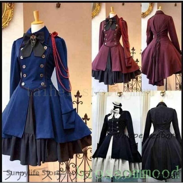 新品膝丈ワンピース軍服ロリータワンピースゴスロリドレス