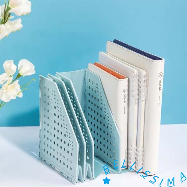 折り畳み式 A5サイズ ファイルスタンド 4段 本立て テーブル上 伸縮式 折り畳み式 ブックスタンド 書類収納 雑誌/新聞/書類入れ 事務用品 倒れない 組み立て不要 お洒落 オフィス_3