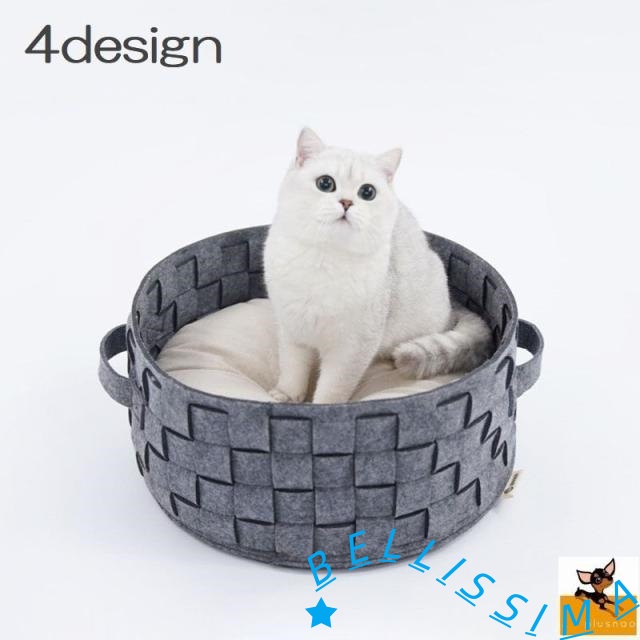 猫用ベッド ペット用ベッド ネコ 猫 小型犬 ペットグッズ ペット用品 クッション あったかい ふわふわ フェルト バスケット かご ポンポン お昼寝