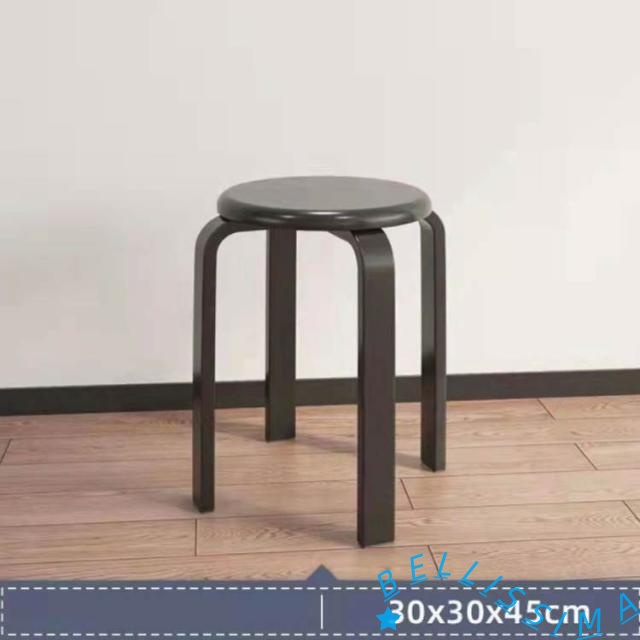 4脚セット 丸椅子 木製 椅子 曲脚 イス 直径30cm 高さ約45cm ナチュラル ブラウン ブラック ホワイト スタッキング チェア 曲げ脚 スツール 丸イス形 いす スタッキングチェアー 背なし椅子 背なし 重ねる 玄関 キッチン 台所 リビング 北欧 おしゃれ_2