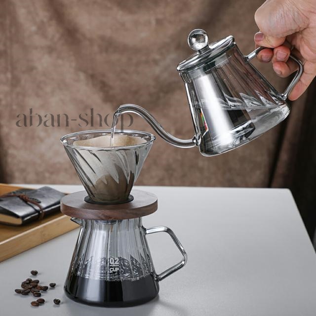 600ml ガラス ドリップポット コーヒードリップポット 珈琲 ドリップケトル コーヒーケトル コーヒーポット 直火 珈琲ポット 細口 透明 ガラスやかん ih非対応 人気 おしゃれ コーヒー用品コーヒー器具 道具 コーヒーグッズ