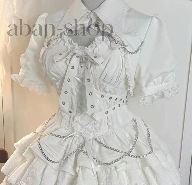 悪魔の契約 ワンピースjsk日常写真舞台変装 ロリータ トップス 萌え ゴスロリ ロリータファッション変装トップス 吊りスカート花嫁洋服ティアードスカートハロウィン レディース_4