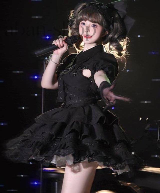 悪魔の契約 ワンピースjsk日常写真舞台変装 ロリータ トップス 萌え ゴスロリ ロリータファッション変装トップス 吊りスカート花嫁洋服ティアードスカートハロウィン レディース_5