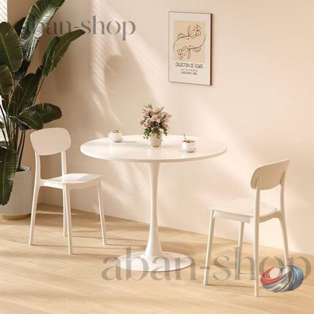 丸テーブル 白 円形ダイニングテーブル 幅60/70/80cm  MDF＋スチール 組み立て簡単 お手入れ簡単 省スペース 2人用/3人用 おしゃれに
