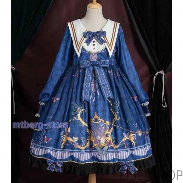 ロリータ ワンピース ゴスロリ Aライン 宮廷ドレス リボン レディース コスチューム 衣装 かわいい フリル 仮装_6