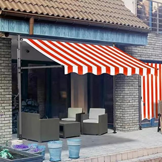 オーニングテント つっぱり日よけ 2m/2.5m/3m/3.5m/4m スクリーン式 突っ張り式 巻き取り式 つっぱり式 自立式サンシェード 角度、高さの調節が可能 サンシェー_18