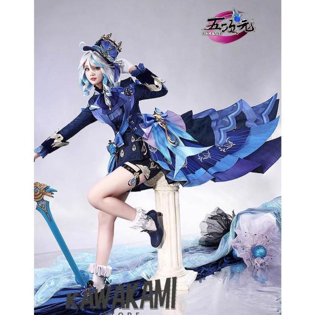 三分了見違い 原神 コスプレ フリーナ・ウーシア 水神 御召しもの ※ウィッグ 鞋 武器体系 加えること可