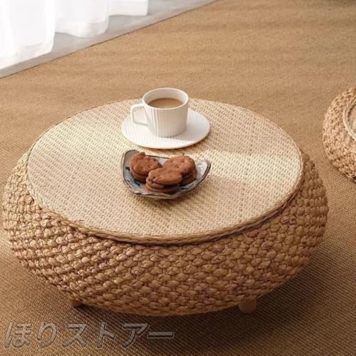 ローテーブル センターテーブル コーヒーテーブル リビング テーブル ルーム テーブル 組立不要 子供 丸テーブル 円形 丸型 籐編みのシンプルなウィンドウテーブ_1