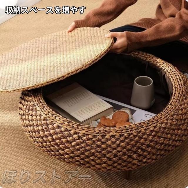ローテーブル センターテーブル コーヒーテーブル リビング テーブル ルーム テーブル 組立不要 子供 丸テーブル 円形 丸型 籐編みのシンプルなウィンドウテーブ_6