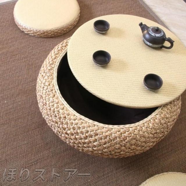 ローテーブル センターテーブル コーヒーテーブル リビング テーブル ルーム テーブル 組立不要 子供 丸テーブル 円形 丸型 籐編みのシンプルなウィンドウテーブ_9