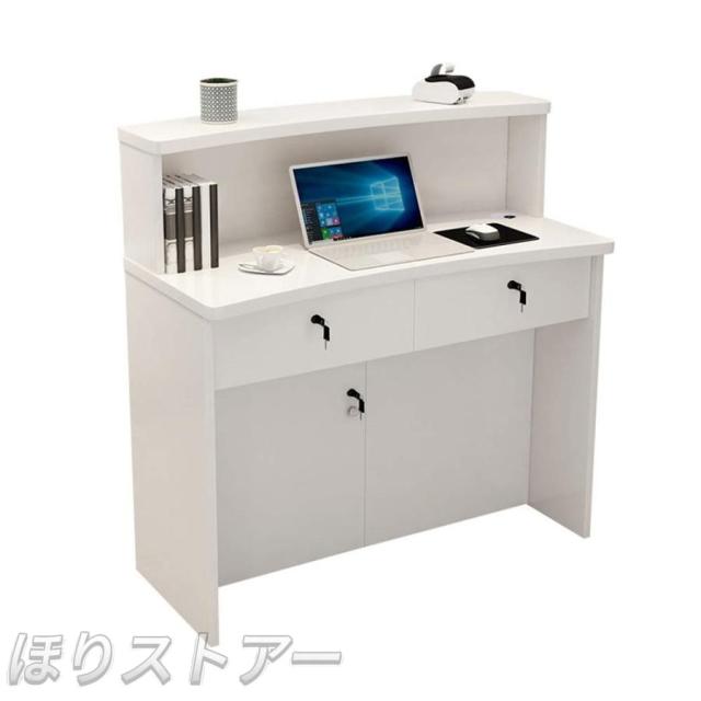 レジカウンター 受付カウンター 衣料品店木製のレセプションデスクレジスタンドレセプション3杯のロック引き出し付きカウンター インテリア アンティーク おしゃ