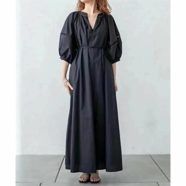 ワンピース 夏 レディース 半袖 黒 ティアード きれいめ 体型カバー ロング フレア レディース ポワン袖 vネック クルーネ