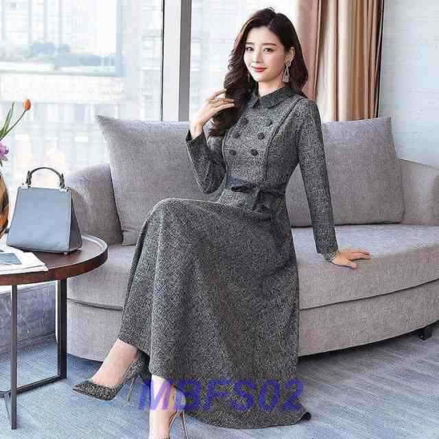 ワンピース ロング マキシ丈 大人 レディース 大きいサイズ 秋 冬 長袖