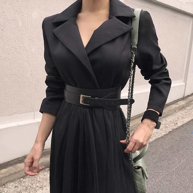 ベルト付き 裾シアー チュールスカート切替え ドッキング ワンピース