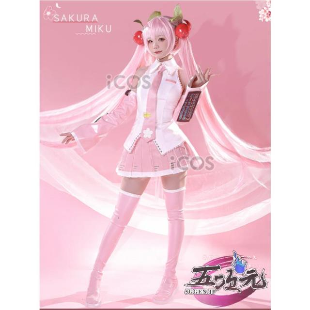 ICOS ボーカロイド　桜ミク　コスチューム　コスプレ衣装　　※ウィッグ　靴　髪飾り　追加可能