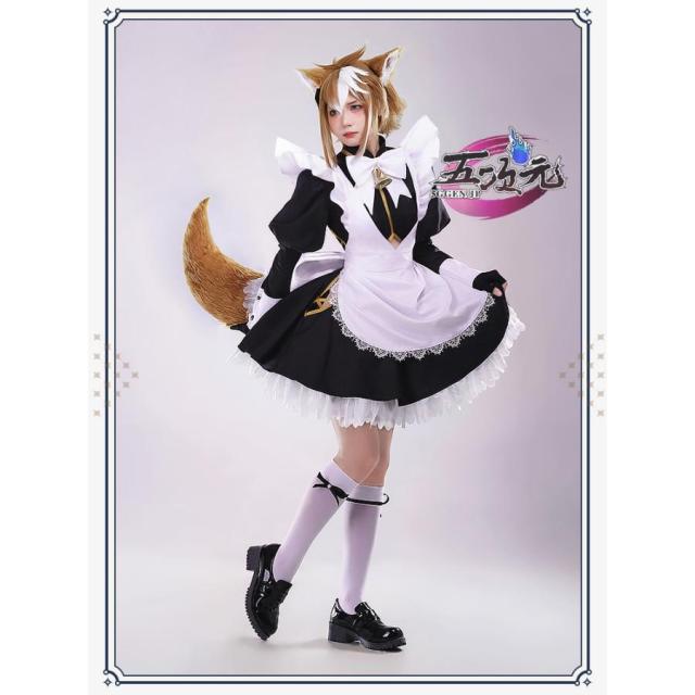 三分妄想 原神 コスプレ 五郎 ゴロー メイド服 衣装 ※ウィッグ 耳 尻尾
