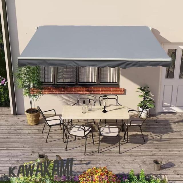 手動ひさしオーニングテント、防水およびUV 伸縮式 オーニングテント 、 壁際 2/3/4/5M アウトドアオーニング、アルミ合金 庭の日よけ格納式キャノピーオーニン