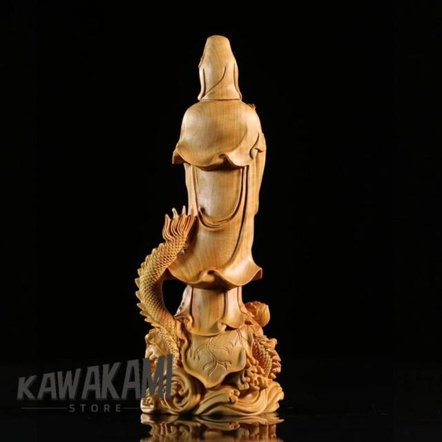 極上の木彫】御竜観音 木製仏像 祈る厄除 仏像 開運風水 風水 龍上観音