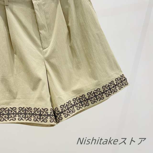 レディース夏用 民族風刺繍がおしゃれ Aラインシルエット ハイウエスト