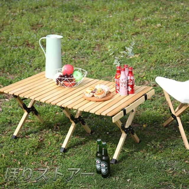 アウトドアテーブル ローテーブル 木製 キャンプ テーブル 120cm 90cm コンパクト 収納 折りたたみ ウッドロールテーブル 大きいサイズ レジャー ピクニック バーベキュー お花見 作業台 アウトドアテーブル ローテーブル 木製 キャンプ テーブル 120cm 90cm