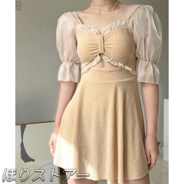 水着 ビッグリボンナチュラルワンピ 水着