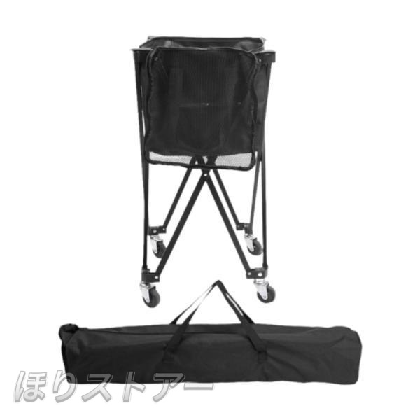 テニスボールカート 実用的なバッグコレクター付き ピックルボール ソフトボール スポーツ用 ブラック