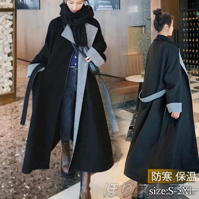 チェスターコート レディース コート無地 ブラック カジュアル 秋冬 ゆったり 着痩せ フォマール 通勤 ロング丈 トレンチコート ラシャ アウター