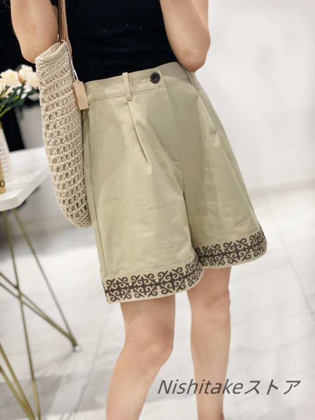 レディース夏ファッション 民族風刺繍デザイン Aライン ハイウエスト