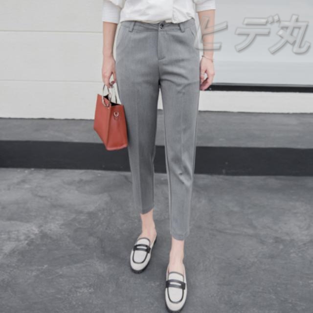 《》綿混のスーツ生地が上品に見える。テーパードパンツ スラックスパンツ アンクルパンツ テーパード スラックス ボトムス 通勤 オフィス クロップド丈 カジュアル キレイめ シンプル 無地 美脚 春夏送料無料