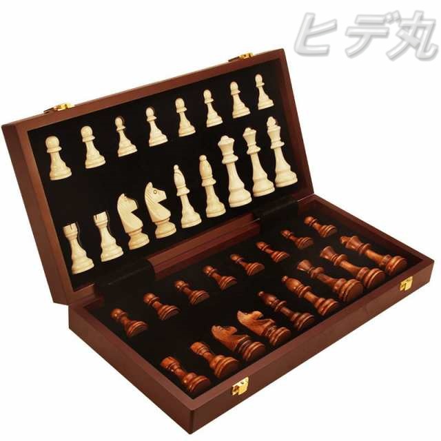 国際木製チェス盤 木製 チェスセット 旅行 収納 ピース 無垢材 チェス