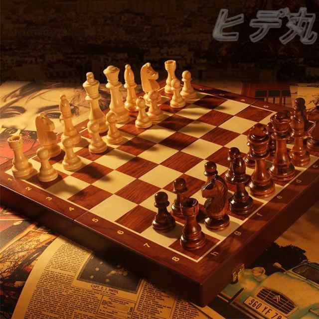 国際木製チェス盤 木製 チェスセット 旅行 収納 ピース 無垢材 チェス