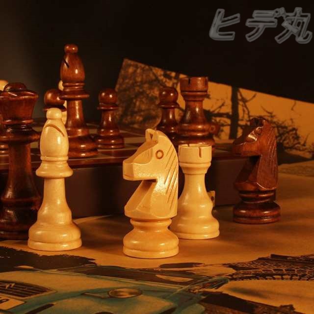 国際木製チェス盤 木製 チェスセット 旅行 収納 ピース 無垢材 チェス