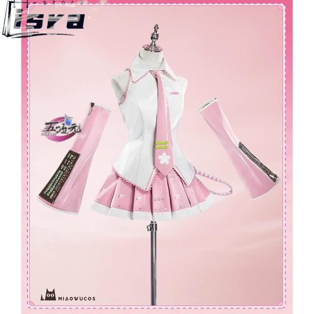 桜ミク コスプレ衣装 フルセット(ウィッグ、靴、髪飾り、ヘッドホン付き) VOCALOID【非公式/二次創作】 初音ミク はつね みく ボーカロイド 桜