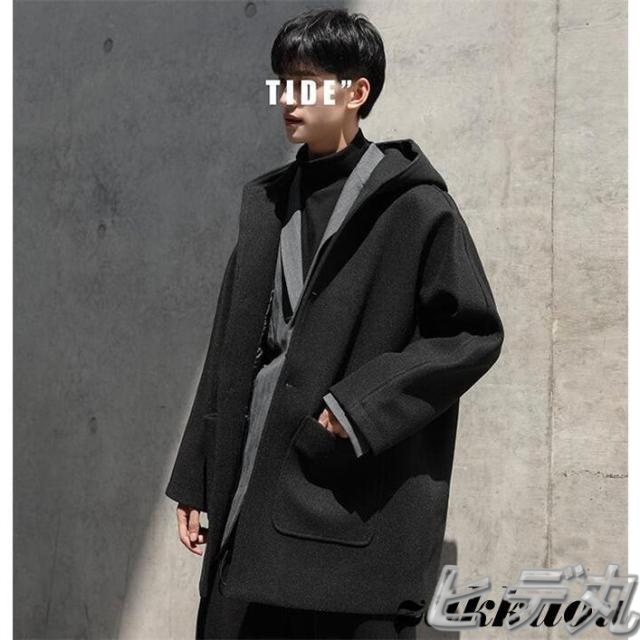 ダッフルコート メンズ コート フード付き ウール混 カジュアル ラシャ ピーコート 秋冬 紳士服