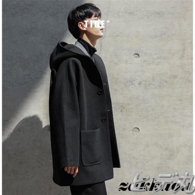 ダッフルコート メンズ コート フード付き ウール混 カジュアル ラシャ ピーコート 秋冬 紳士服