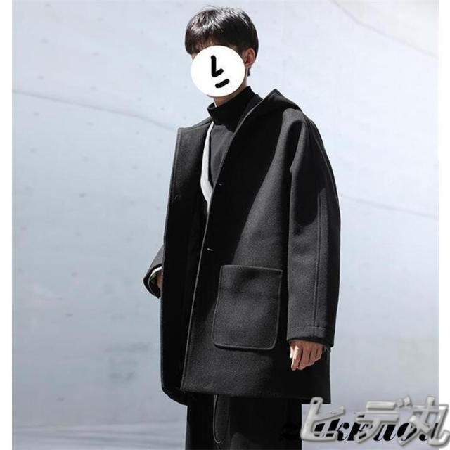 ダッフルコート メンズ コート フード付き ウール混 カジュアル ラシャ ピーコート 秋冬 紳士服