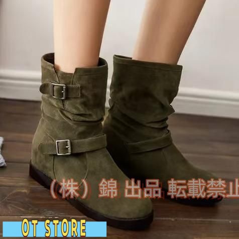 エンジニア カジュアル ぺたんこ ショートブーツ 春ブーツ 秋 冬 ラウンドトゥ ショート ブーツ ミドルブーツ バックル スエード レディース フラット