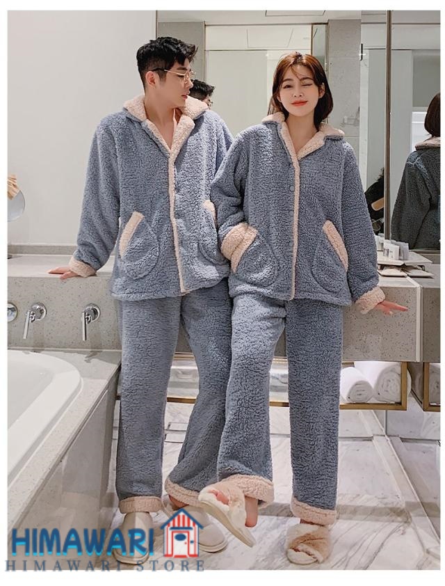 パジャマ ペアパジャマ カップルパジャマ メンズ レディース 男性用 女性用 長袖 ポケット付き 前開き ボア 厚手 ルームウェア ナイトウェア 部屋着 寝間着 上下セット 二点セット セットアップ ツーピース 秋 冬 お揃い おうちコーデ おうち時間 リラックスウェア 旅行 お泊