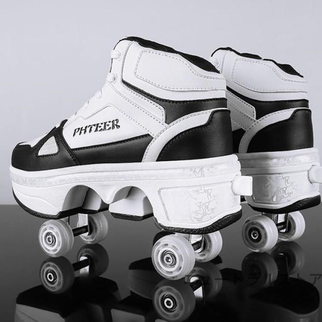 子供 22.0cm? メンズ ローラーシューズ 大人 ホワイト ローラーシューズ レディース 靴 ローラースケート 通気性 2way 26.5cm 男の子 ニーカー 女の子 ローラースケート ローラースニーカー 学生 カコイイ 送料無料 黒 白 ブラック キッズ