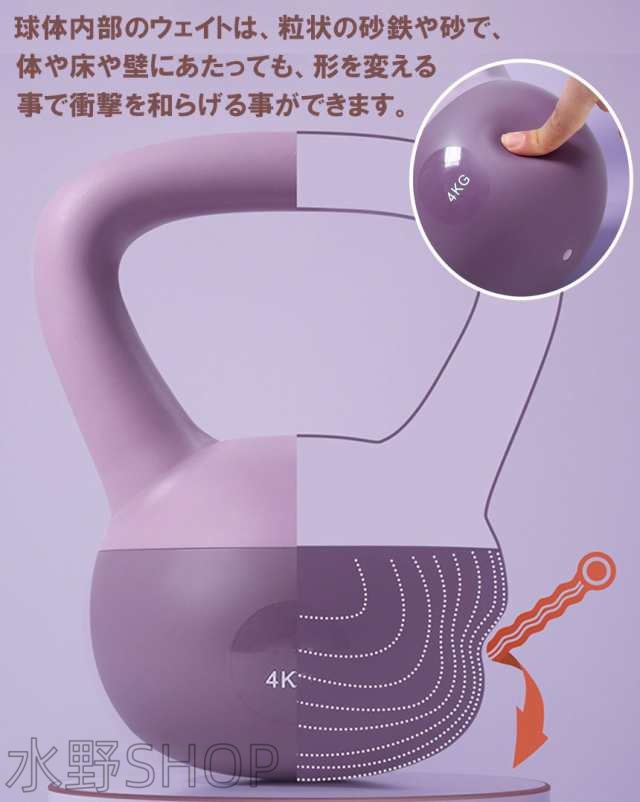 ケトルベル ケトルダンベル 2.5kg 4kg 6kg ハンドル両手で持ちやすい 筋トレ 運動不足解消 脂肪燃焼 全身トレーニング 腹筋 背筋 ジム 初心者 男女通用