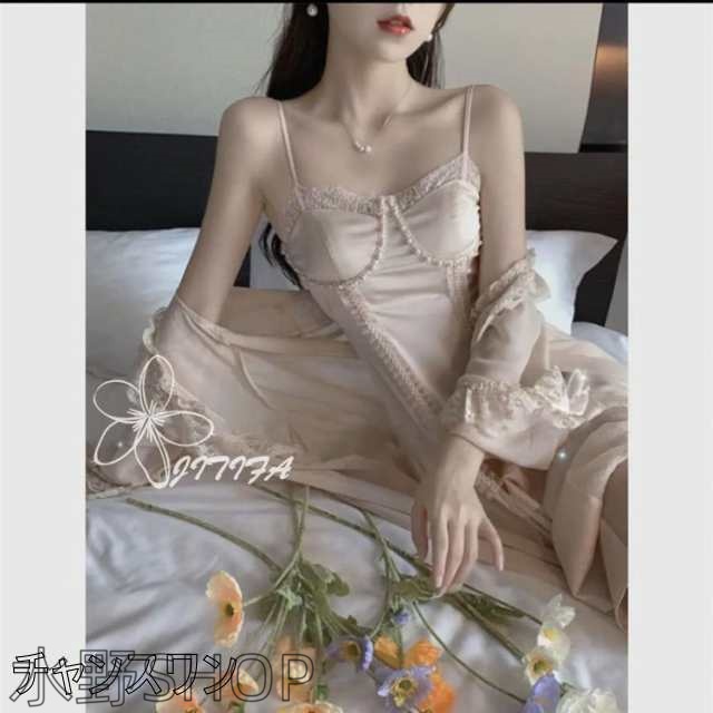 ネグリジェロングスリップ下着サテンパジャマスリップランジェリーナイトウェアネグリジェシルクドレス ホワイト 調整可 ネグリジェロングスリップ下着サテンパジャマスリップランジェリー