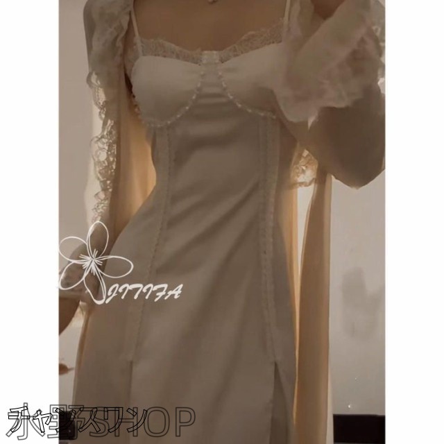 ネグリジェロングスリップ下着サテンパジャマスリップランジェリー